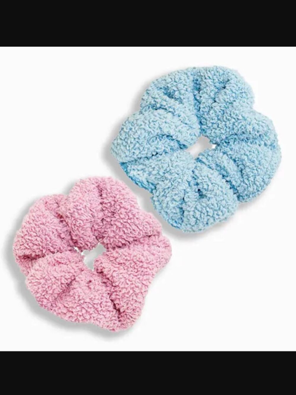 ❣️2/$36 NIP Cocus Pocus Mega Sherpa Scrunchie Duo Set Blue/Pink Retail $48.00